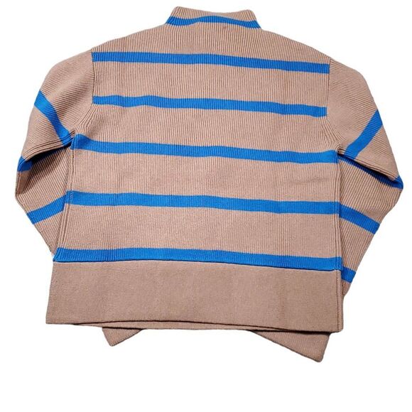 Everlane Lace Up Smock Sweater Knit Chestnut Brown Blue Striped Size XXS Wool - Picture 3 of 10